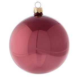 Palline albero Natale rosa malva lucido 100 mm vetro soffiato 4 pz
