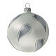 White Christmas ball silver hearts blown glass 100 mm, 4pcs s3