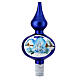 Shock blue tip Christmas tree snow-covered houses blown glass 35 cm s4