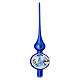 Puntale Natale blu elettrico villaggio innevato vetro soffiato 35 cm s1