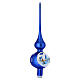 Puntale Natale blu elettrico villaggio innevato vetro soffiato 35 cm s3