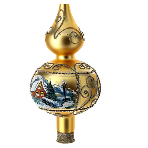 Christbaumspitze aus Glas mit Verzierungen gold, 35 cm 4