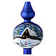 Blue Christmas tree topper snowy houses blown glass 35 cm s2