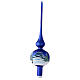 Blue Christmas tree topper snowy houses blown glass 35 cm s4