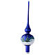 Blue Christmas tree topper snowy houses blown glass 35 cm s5