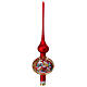Puntale albero Natale rosso satinato neve vetro soffiato 35 cm s1