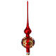 Puntale albero Natale rosso satinato neve vetro soffiato 35 cm s3