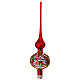 Puntale albero Natale rosso satinato neve vetro soffiato 35 cm s4