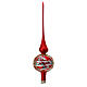 Glass Finial tree topper satin red snowy village 35 cm s1