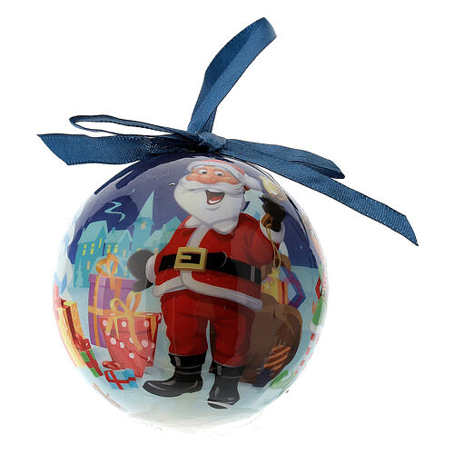 Boule Père Noël avec elfe 75 mm 1