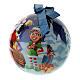 Bola para árvore de Natal Pai Natal com elfos diâmetro 75 mm s2