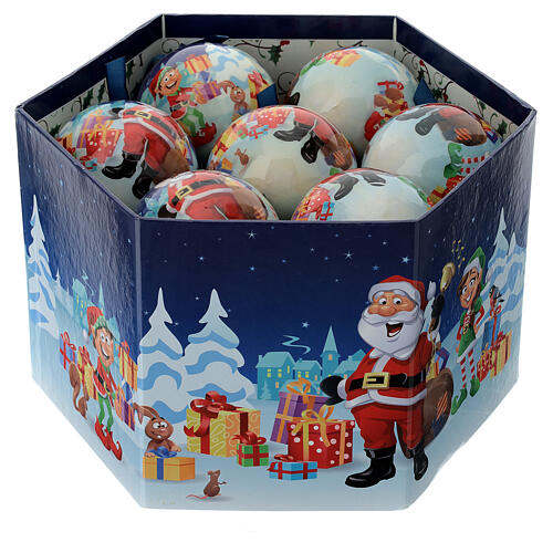 Christmas balls Santa Claus with elf 75 mm 4