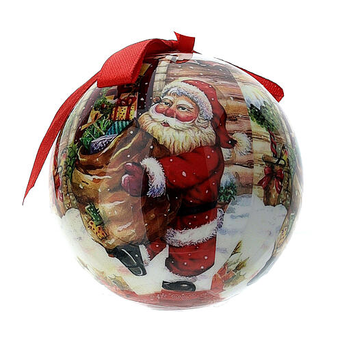 Pallina Babbo Natale con sacco doni 75 mm 1