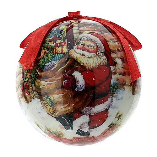 Pallina Babbo Natale con sacco doni 75 mm 2