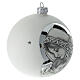 Christmas tree ball white blown glass with Mary and Jesus 100 mm s4