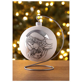 Glass Christmas ball Mary and Child white decor 100 mm