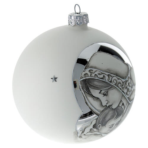 Glass Christmas ball Mary and Child white decor 100 mm 4