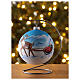 Boule de Noël verre soufflé bleu décoration traîneau 100 mm s2
