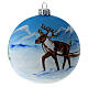 Bola árvore de Natal vidro soprado azul trenó com rena 10 cm s4