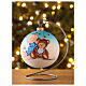 Christmas tree ball white blown glass with boy and plushy toy 100 mm s2