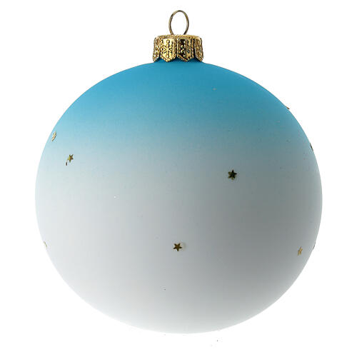 Palla di Natale vetro soffiato bianco decoro bambino e peluche 100 mm 5