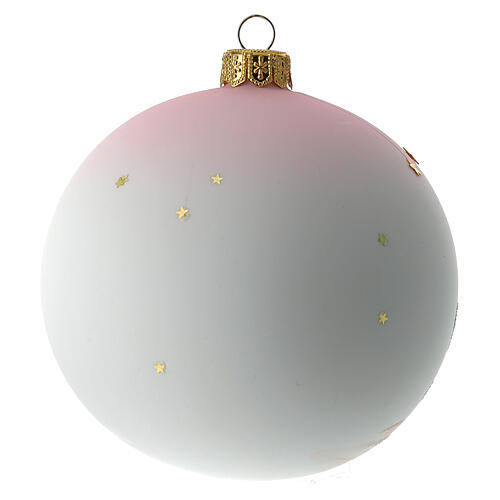 Christmas tree ball white blown glass with baby girl 100 mm 5