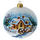 Christmas ball in blown glass white snowy village 100 mm s1