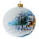 Christmas ball in blown glass white snowy village 100 mm s4