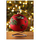 Christmas tree ball red blown glass with birds and holly 100 mm s2