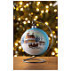 Christmas tree ball white and blue blown glass with snowy landscape 100 mm s2