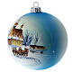 Christmas tree ball white and blue blown glass with snowy landscape 100 mm s3