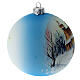 Boule sapin de Noël verre soufflé blanc et bleu paysage enneigé 100 mm s4