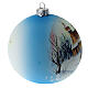 Palla albero Natale vetro soffiato bianco blu paesaggio innevato 100 mm s4