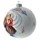 Boule sapin de Noël verre soufflé blanc 100 mm s3