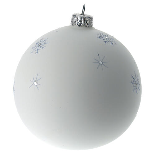 Palla albero di Natale vetro soffiato bianco 100 mm 5