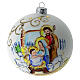 Christmas tree ball in white blown glass with Holy Family decoration 100 mm s1