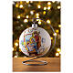 Christmas tree ball in white blown glass with Holy Family decoration 100 mm s2
