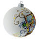 Christmas tree ball in white blown glass with Holy Family decoration 100 mm s4