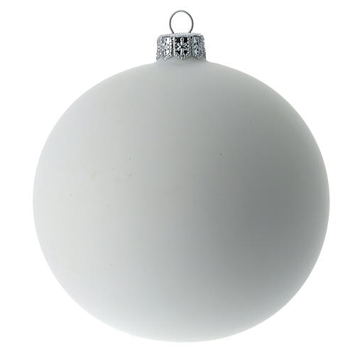 Palla albero Natale vetro soffiato bianco decoro Sacra Famiglia 100 mm 5