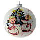 Christmas tree ball in white blown glass with angels decoration 100 mm s1