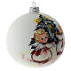 Christmas tree ball in white blown glass with angels decoration 100 mm s3
