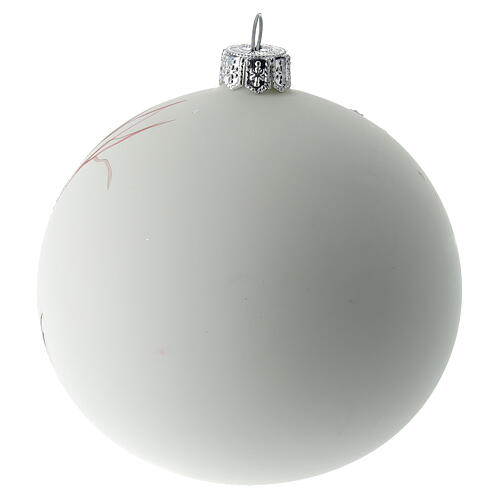 Boule pour sapin de Noël verre soufflé blanc avec sapin et anges 100 mm 5