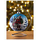 Boule sapin de Noël verre soufflé bleu avec Père Noël 100 mm s2