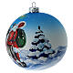 Palla albero Natale vetro soffiato blu decoro Babbo natale 100 mm s3