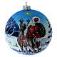 Christmas tree ball in blown glass blue Santa Claus 100 mm s1