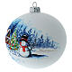 Christmas tree ball in white blown glass with snowy landscape decoration 100 mm s3
