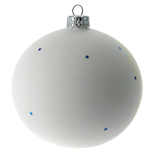 Christmas tree ball in white blown glass with Mary and Jesus decoration 100 mm 5