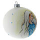 Bola árvore de Natal vidro soprado branco Virgem Maria e Menino Jesus com estrelas 10 cm s4