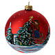 Red blown glass Christmas tree ball with person decorating tree 100 mm s1
