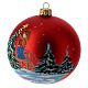 Red blown glass Christmas tree ball with person decorating tree 100 mm s3